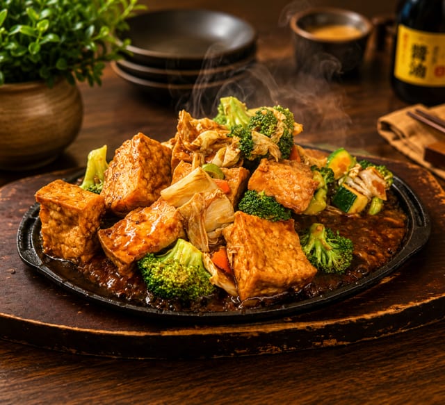 Tofu with Vegetables in Hot Plate / 铁板豆腐.