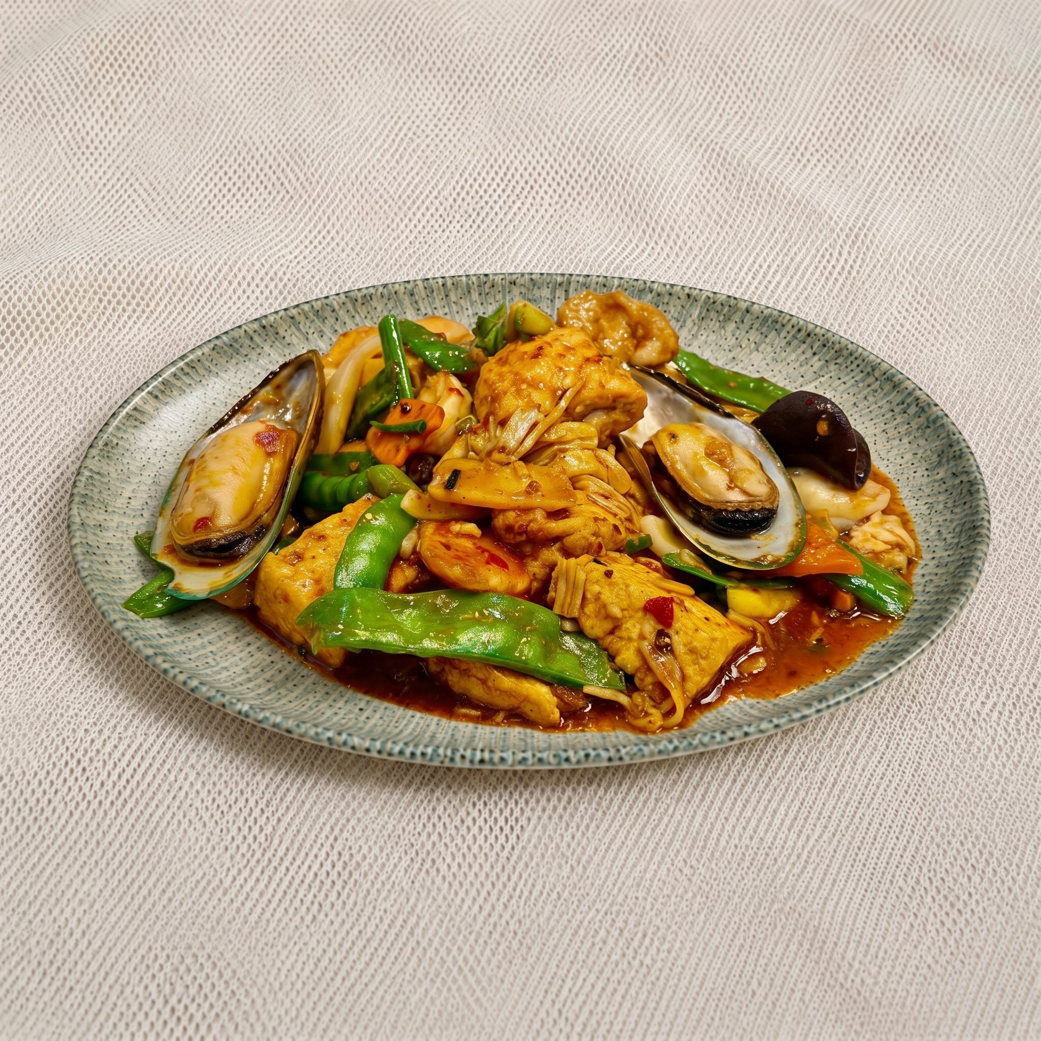 Spicy Seafood Tofu Casserole / 辣海鲜豆腐煲.