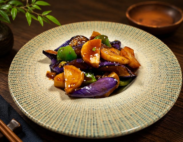 Stir-Fried Eggplant, Potato & Bell Pepper / 地三鲜.