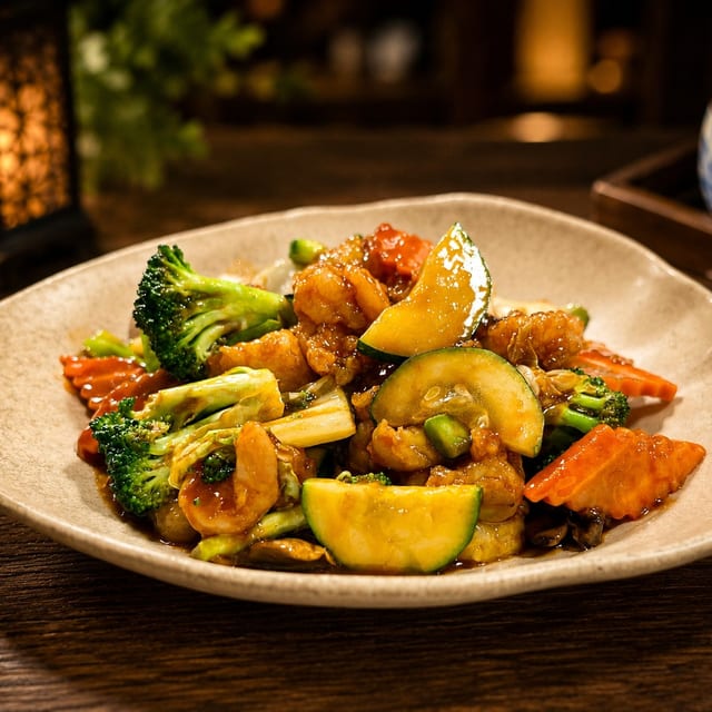 Shrimp with Mixed Vegetables / 素菜虾.