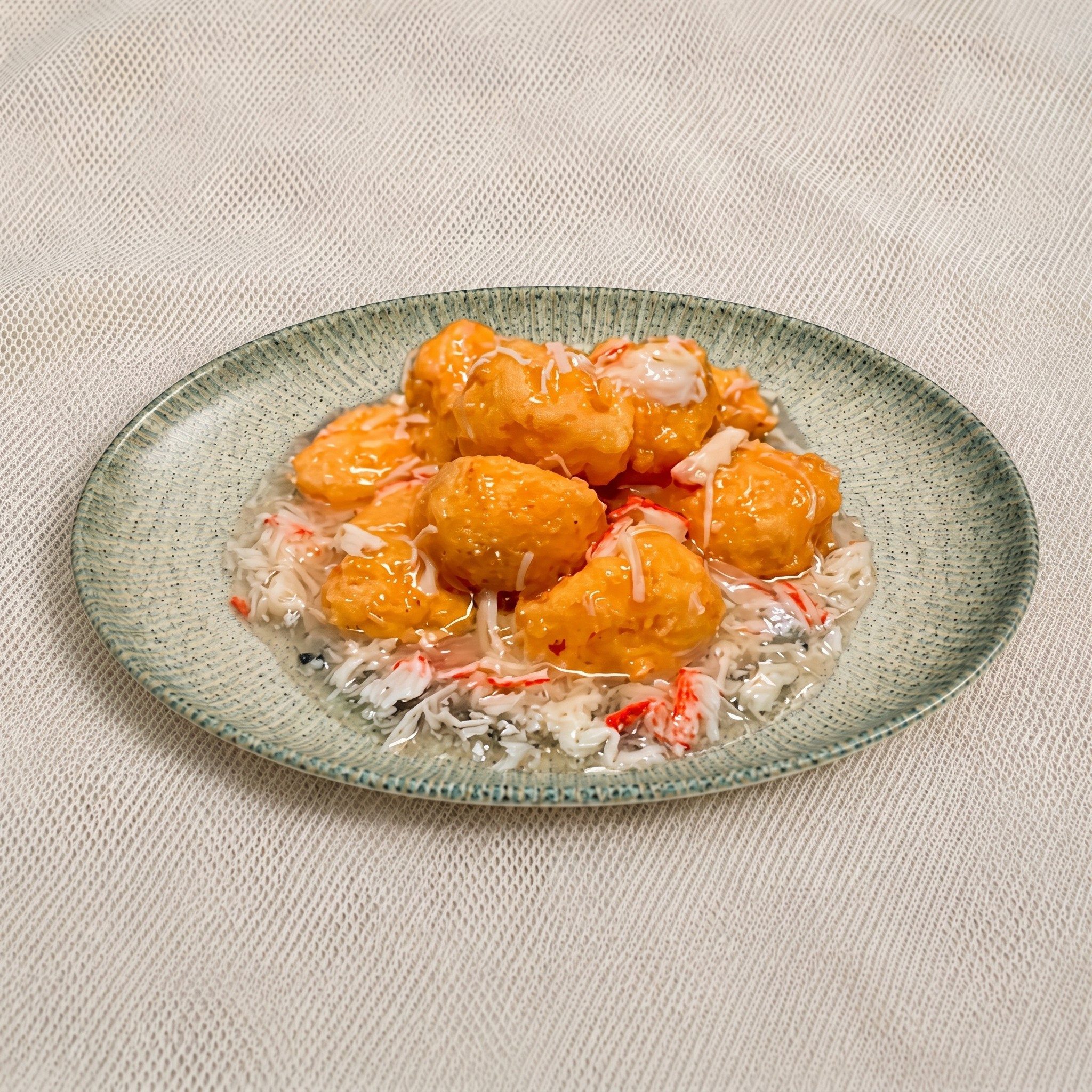 Minced Tofu with Shrimp and Crabmeat Sauce / 琵琶豆腐.