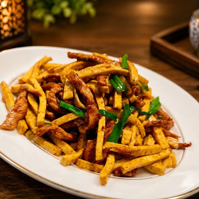 Shredded Pork with Dried Tofu / 香干肉丝.