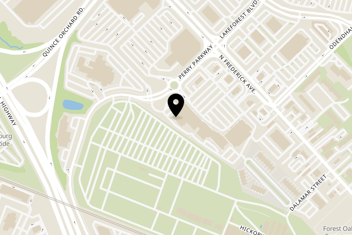Map showing the location of Yuzhou Cafe on 576 N Frederick Ave in Gaithersburg